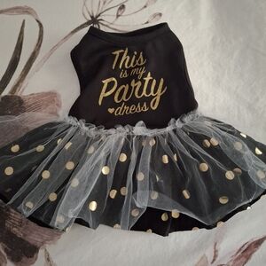 Dog Party Dress Costume - Black and Gold